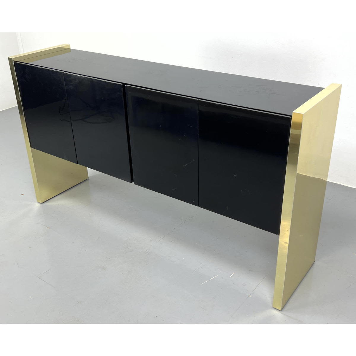 Appraisal: THAYER COGGIN by MILO BAUGHMAN Lacquer Credenza Black Lacquer Cabinet