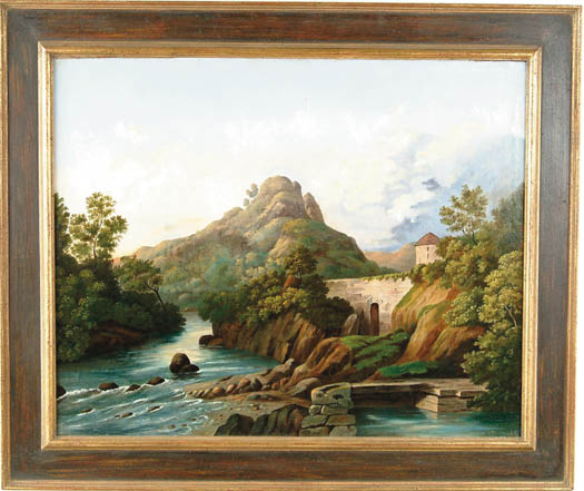 Appraisal: ATTRIBUTED TO THOMAS CHAMBERS American - HUDSON RIVER LANDSCAPE Oil