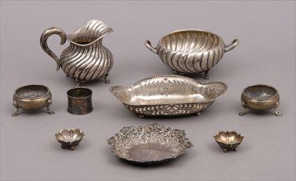 Appraisal: NINE SMALL SILVER TABLE ARTICLES Comprising a pair of George