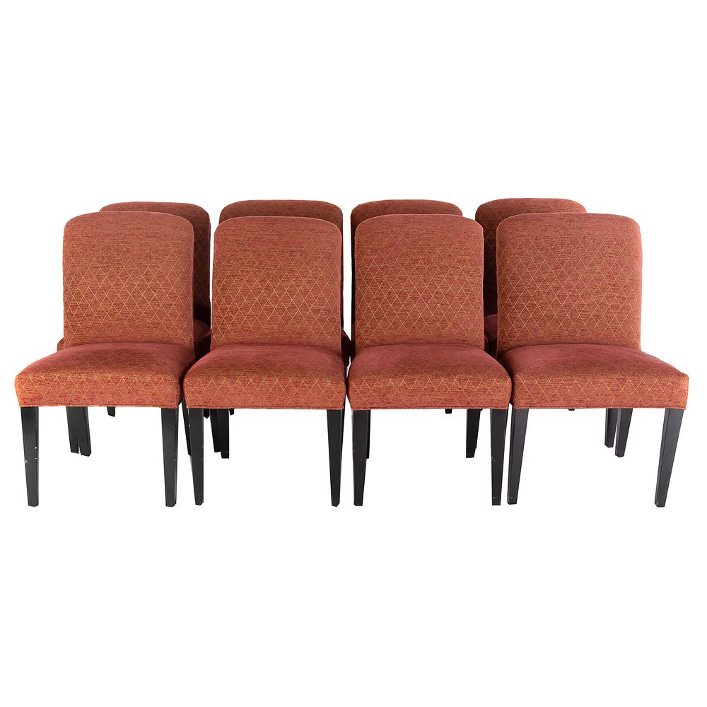 Appraisal: Eight Contemporary Upholstered Dining Chairs With custom upholstered fabric having