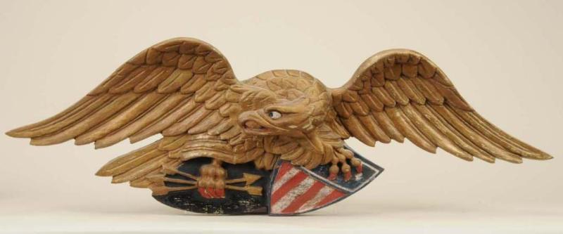 Appraisal: Carved Wooden Eagle Description Late th th Century Partially repainted