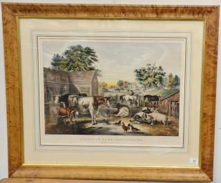 Appraisal: Currier Ives American Farm Yard Evening hand colored lithograph after