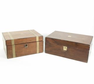 Appraisal: Two Brass Inlaid Boxes Two brass inlaid boxes x x