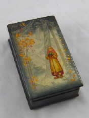 Appraisal: A Russian lacquer box the hinged lid with scene of