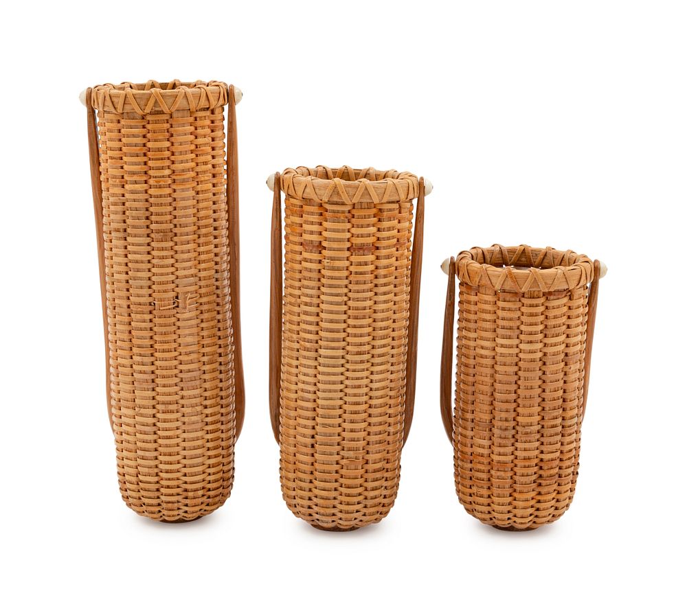 Appraisal: Three Nantucket Basket Jar Caddies by Paul Willer Three Nantucket