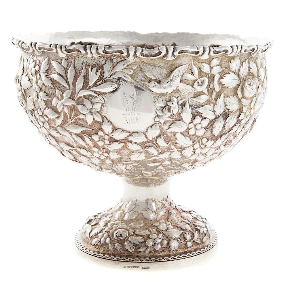 Appraisal: A E Warner Sterling Silver Repousse Center Bowl mid- th