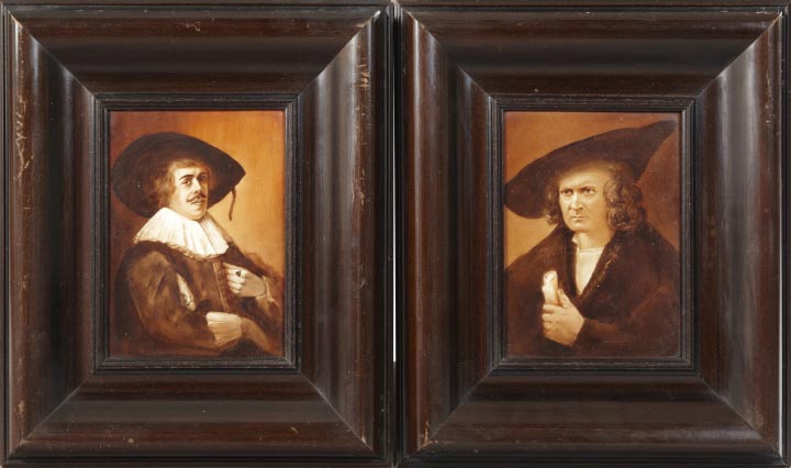 Appraisal: Pair of Tressemann and Vogt Limoges Sepia-Painted Porcelain Plaques fourth