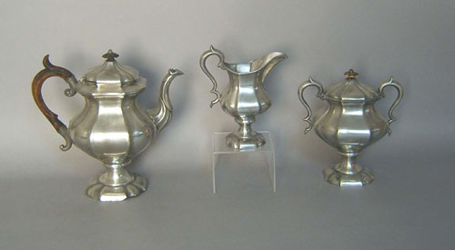 Appraisal: James Dixon Sons -pc pewter tea service teapot - h