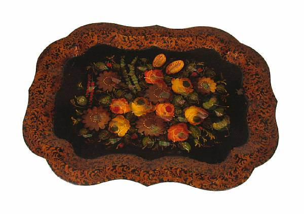 Appraisal: A tole paint decorated tray late th century length in