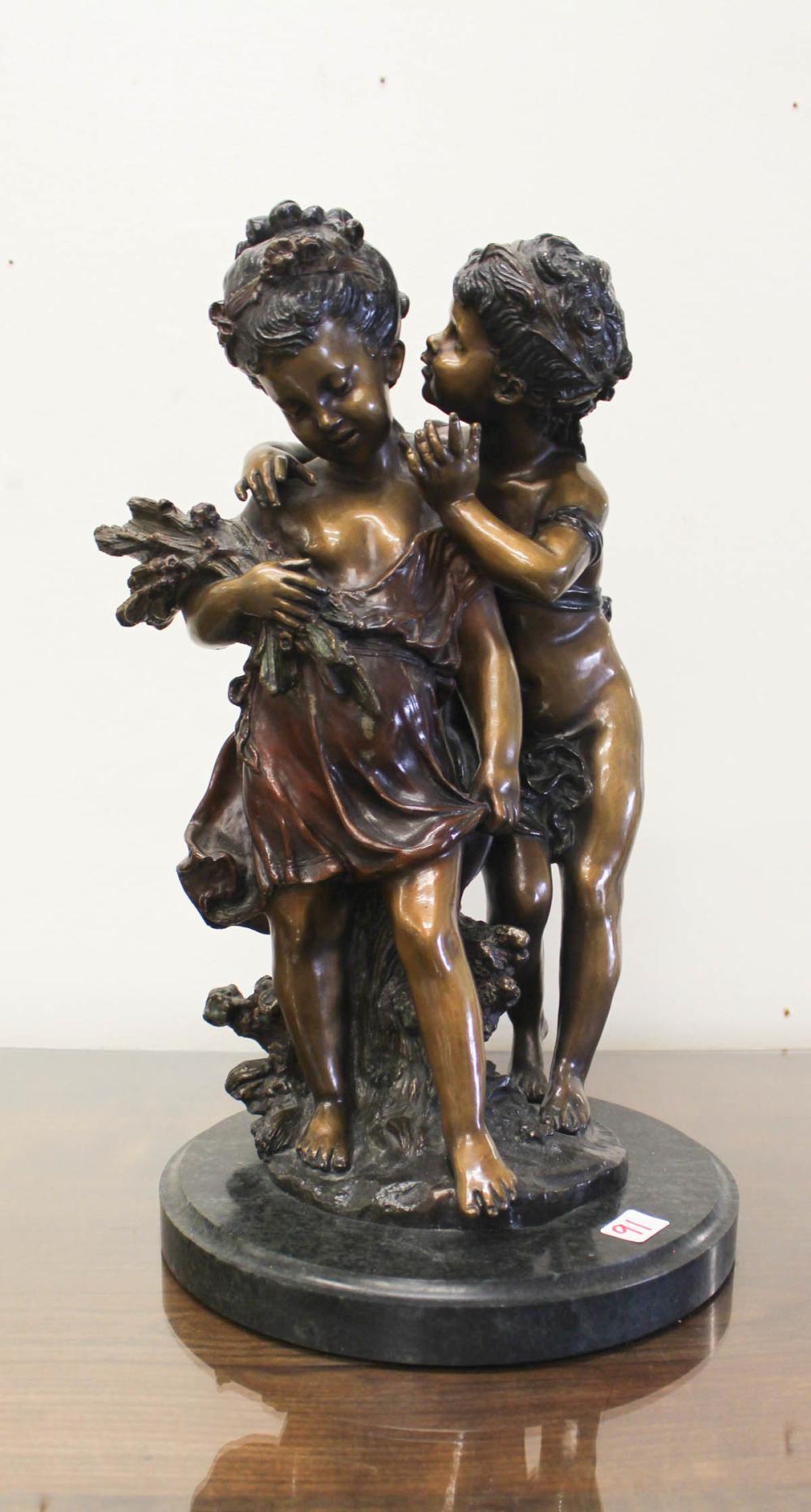 Appraisal: AFTER AUGUSTE MOREAU French - figural bronze sculpture Le Secret