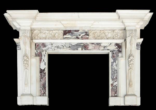 Appraisal: A Baroque style white marble and violet marble fire surround