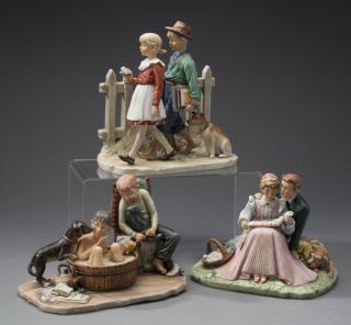 Appraisal: Gorham Norman Rockwell porcelain figurines Group of three Gorham limited