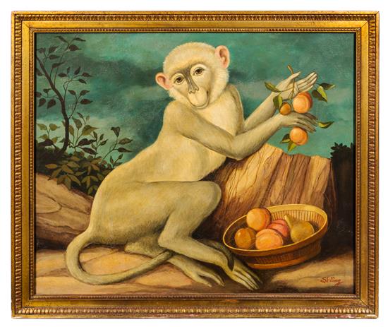 Appraisal: Sale Lot William Skilling American British b Monkey with Peach