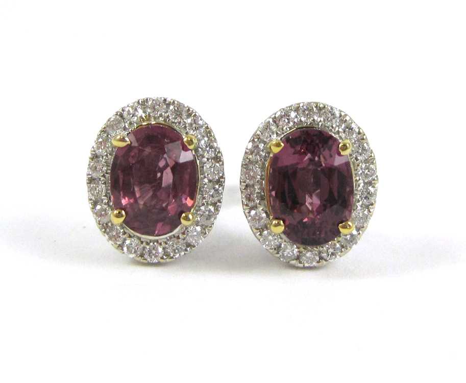 Appraisal: PAIR OF RHODOLITE GARNET STUD EARRINGS each k white and