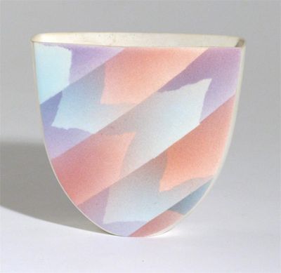 Appraisal: Sasha Wardell born a porcelain vase flattened form spray glazed