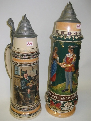 Appraisal: TWO GERMAN MASTER BEER STEINS L size One is a