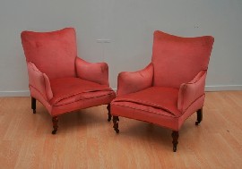 Appraisal: A pair of Edwardian beech and upholstered armchairs