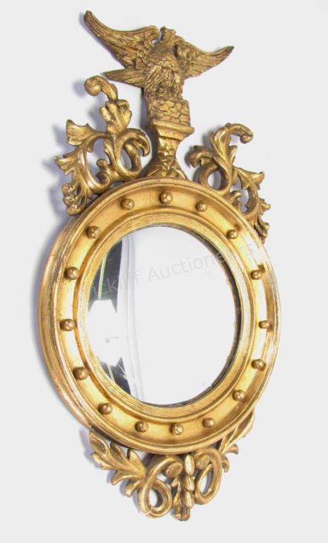 Appraisal: Antique American Federal Style Giltwood Bullseye Mirror ca mid th