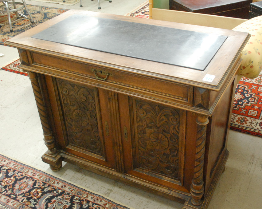 Appraisal: WALNUT SIDE CABINET Germany late th century with inset black