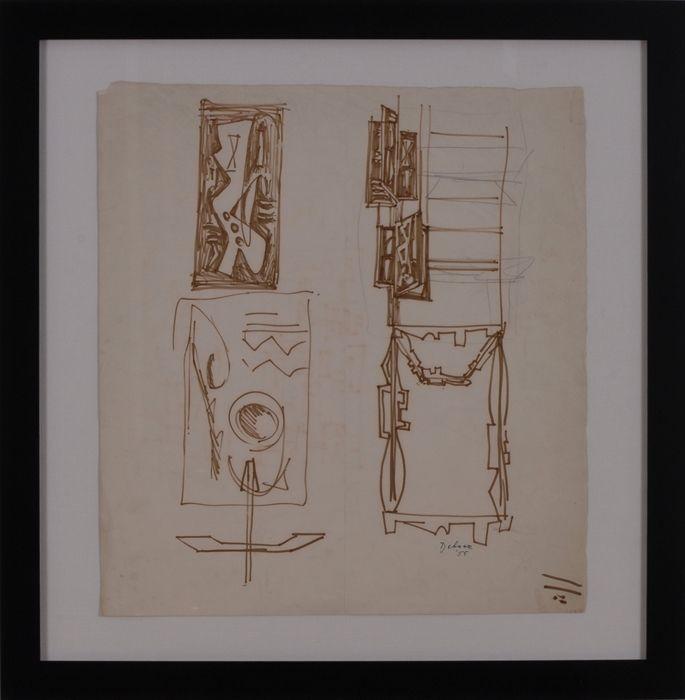 Appraisal: DOROTHY DEHNER - UNTITLED STUDIES FOR SCULPTURE Graphite and brown