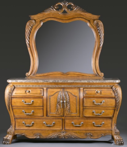 Appraisal: Aico Michael Armini Marble Top Chest with Mirror Six drawers