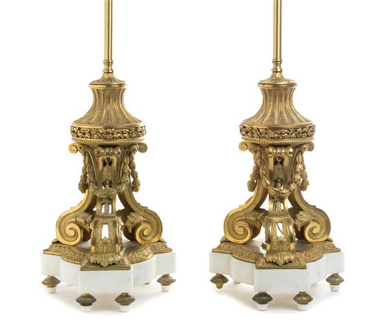 Appraisal: Sale Lot A Pair of Louis XVI Style Gilt Bronze