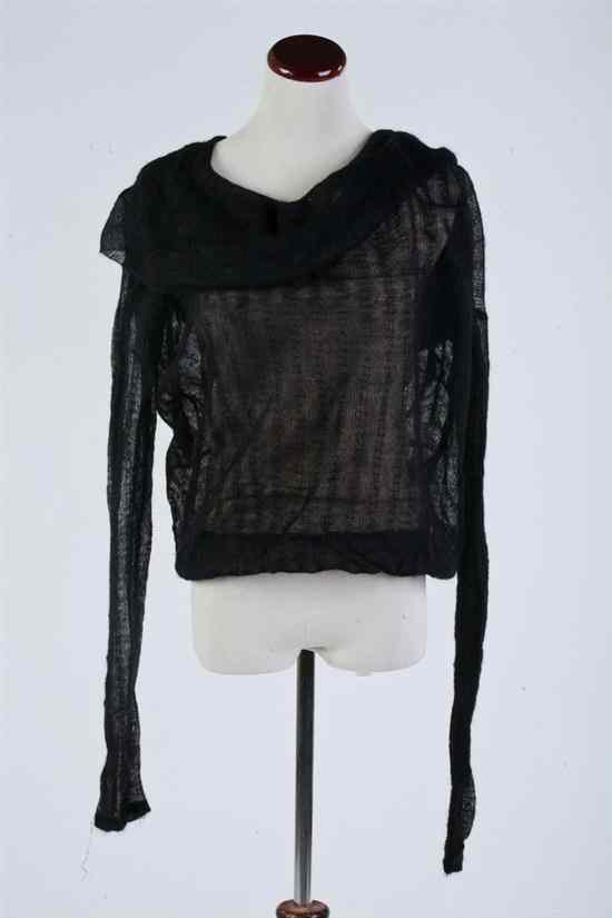 Appraisal: JOHN GALLIANO BLACK AND TAN SHEER BLOUSE Size large Cowl