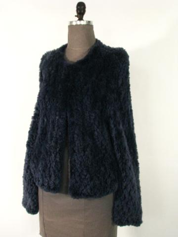 Appraisal: 'Paula Lishman'' Knitted Denim Sheared Beaver Jacket Size Med Length