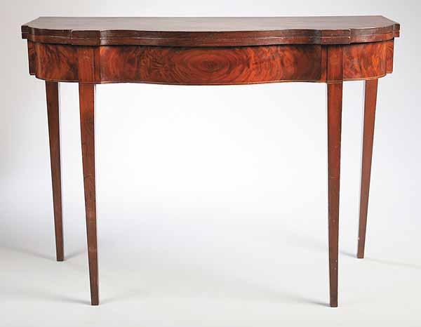 Appraisal: An Antique American Federal-Style Inlaid Mahogany Serpentine Games Table th