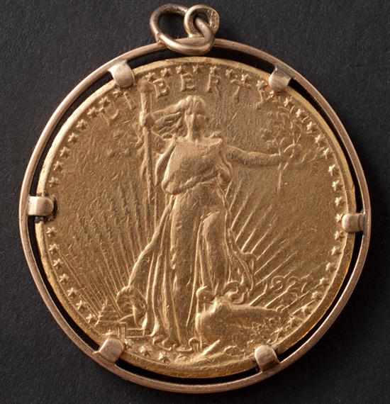 Appraisal: United States St Gaudens type gold double eagle G- mounted