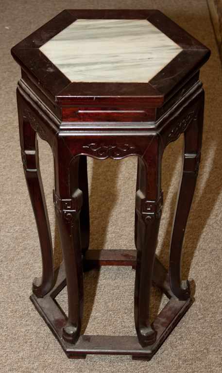 Appraisal: Chinese Export hardwood plant stand with inset marble top Estimate