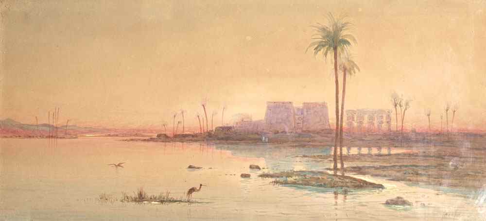 Appraisal: ORIENTALIST PAINTING TEMPLE OF PHILAE EGYPT Watercolor circa '' x