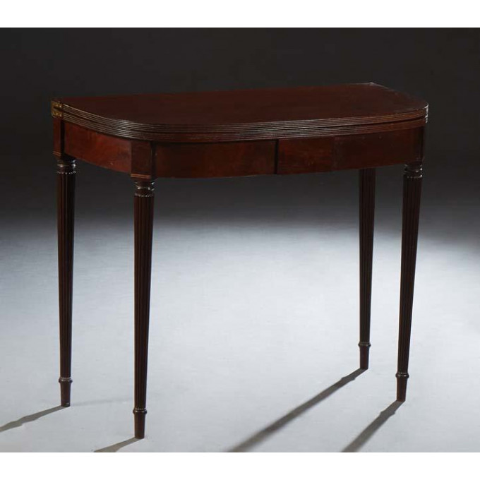 Appraisal: American Cherry and Walnut Gateleg Demilune Games Table late th