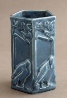 Appraisal: Rookwood Pentagon Vase No in blue gl Rookwood Pentagon Vase