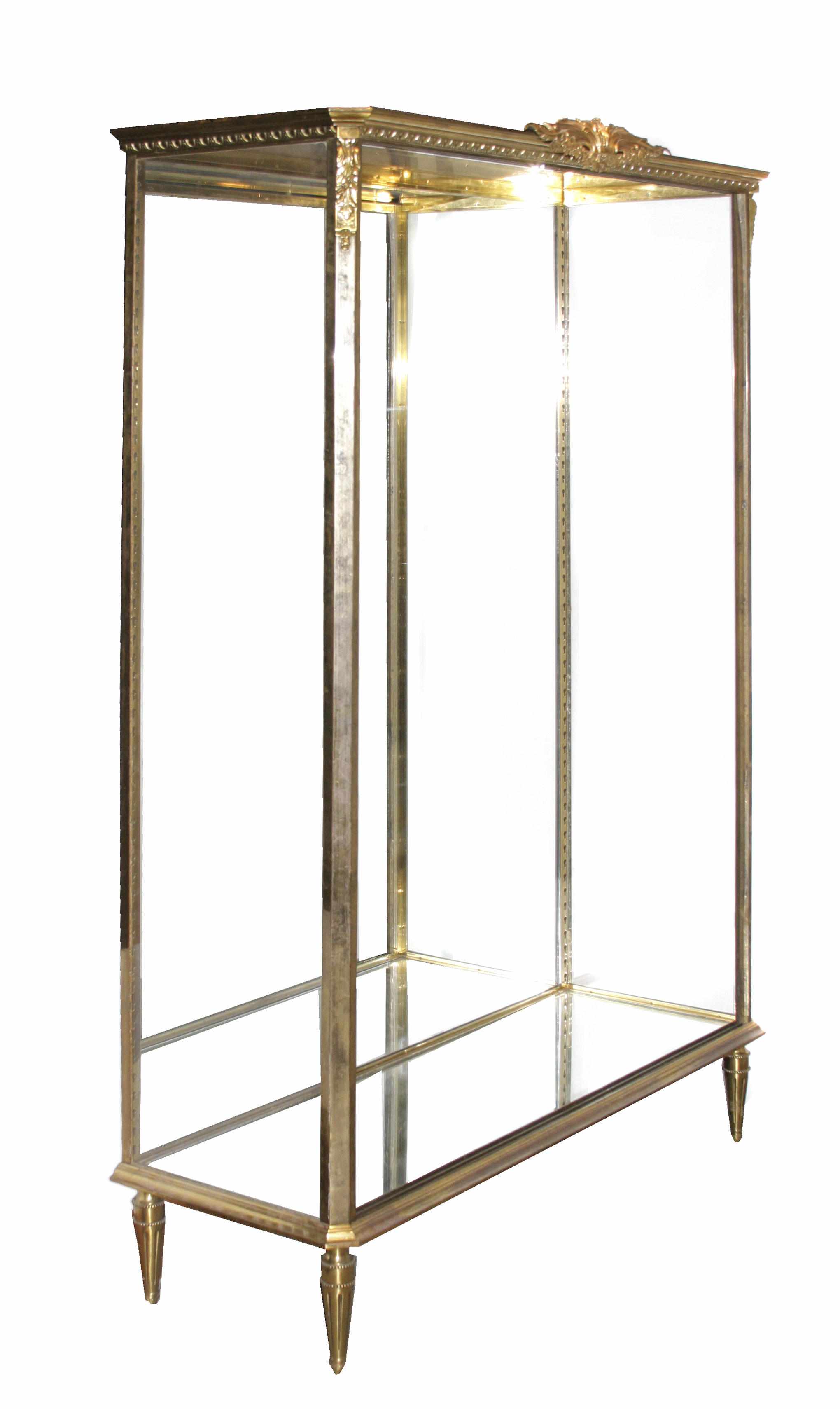 Appraisal: A Louis XVI style brass vitrine th centuryLacking doors height