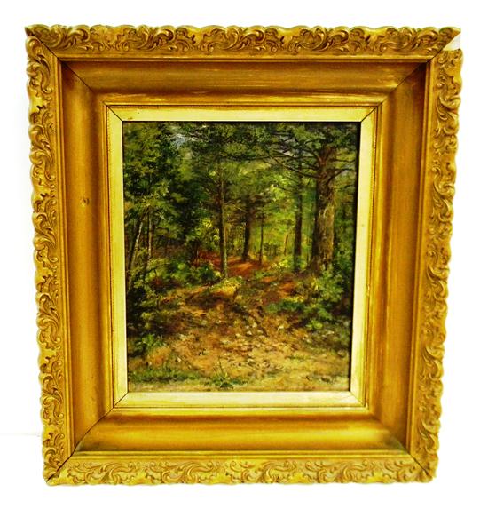 Appraisal: Unsigned oil on canvas American school late th C forest