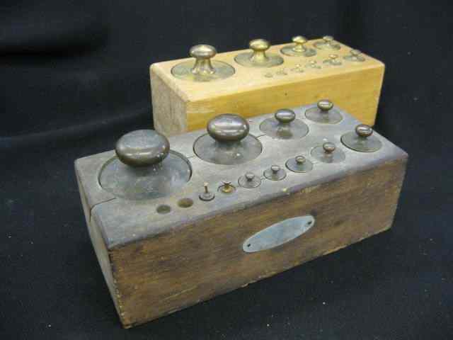 Appraisal: Sets of Brass Weights in wooden holders one lacking two