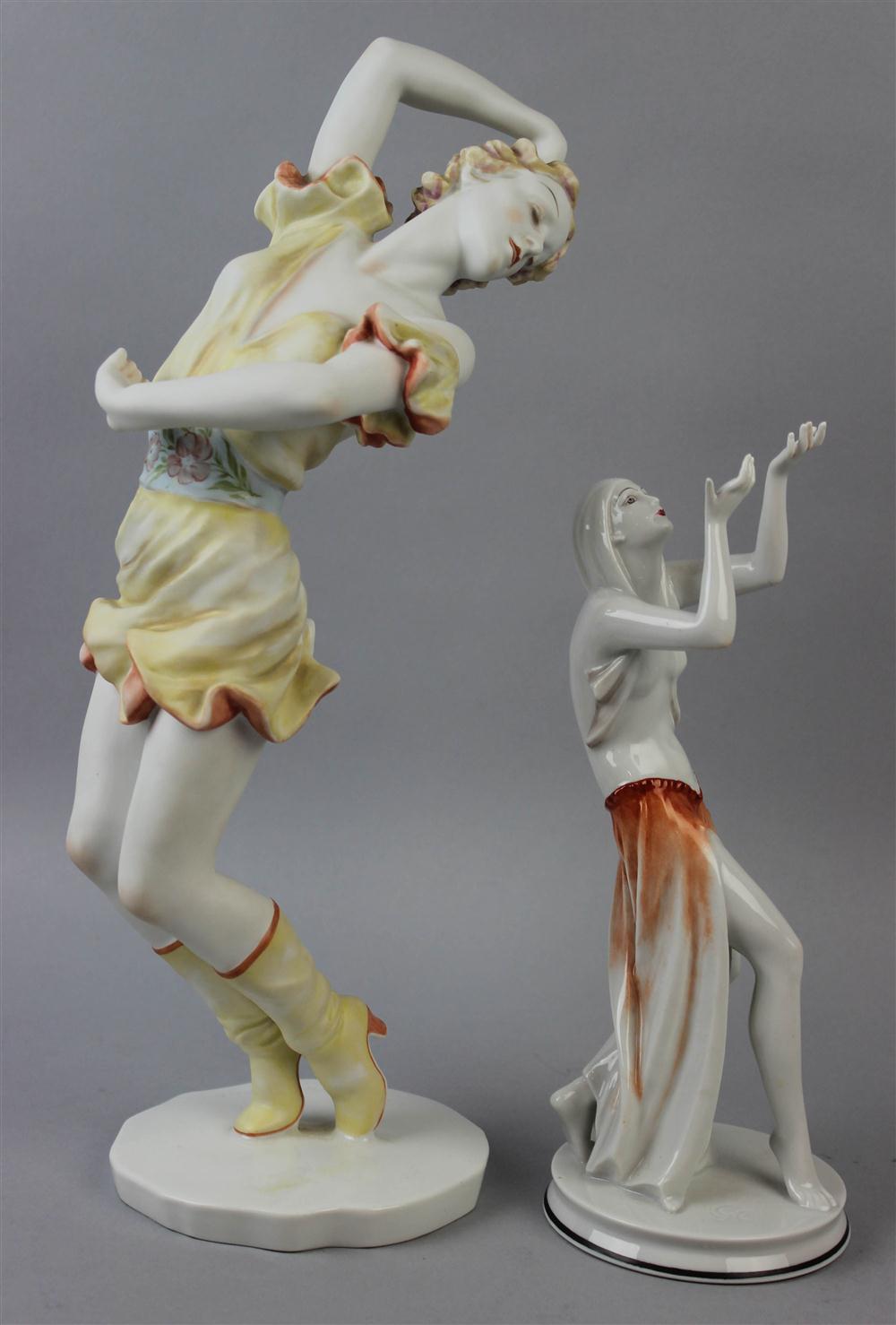 Appraisal: TWO ROSENTHAL FIGURES URSULA DEINERT AND 'PRAYER DANCER' green printed