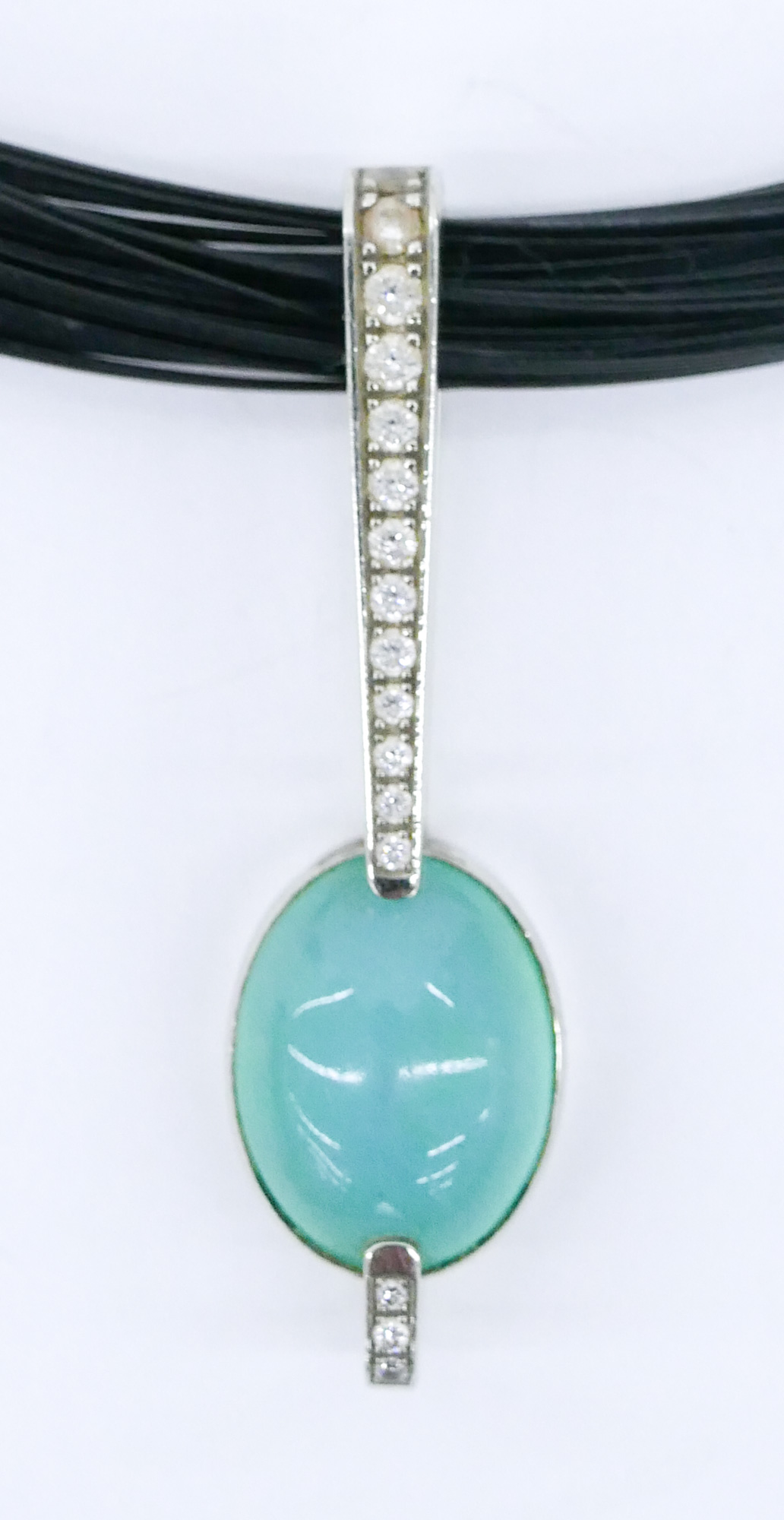 Appraisal: Jean Francois Albert k Chalcedony Diamond Pendant Necklace '' Includes