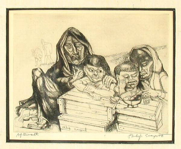 Appraisal: Philip Evergood Aftermath Etching signed in pencil and titled with