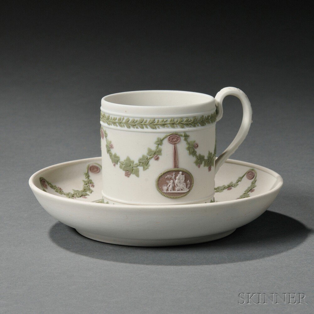 Appraisal: Wedgwood Three-color Coffee Can and Saucer England th century solid