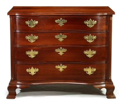 Appraisal: Chippendale cherry oxbow chest of drawersconnecticut late th century