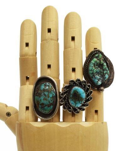 Appraisal: lot of Native American silver content unknown and turquoise rings