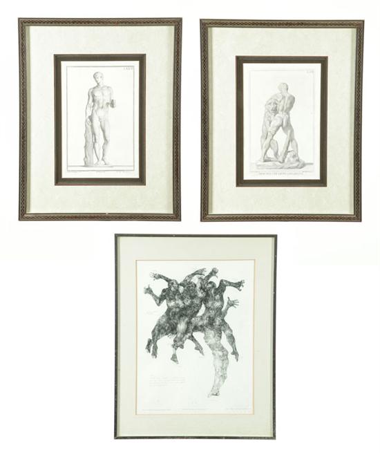 Appraisal: THREE PRINTS OF NUDES Etching by John Silk Deckard Pennsylvania