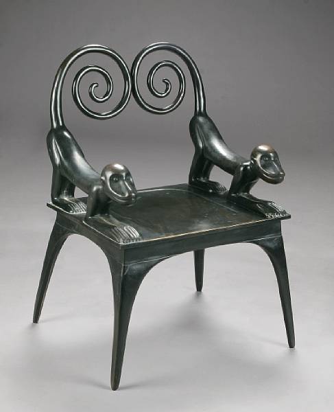 Appraisal: A Contemporary patinated bronze armchair last quarter th century The