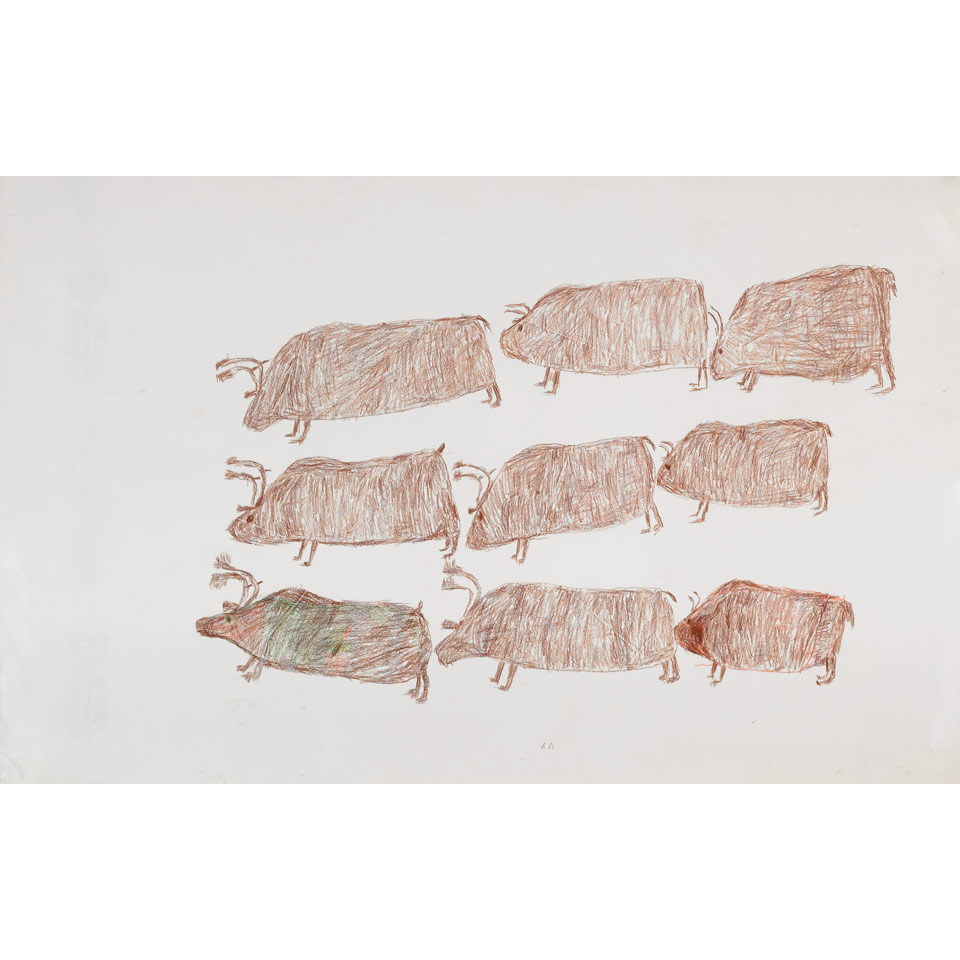 Appraisal: JOHN KAVIK - E - Rankin Inlet UNTITLED coloured pencil