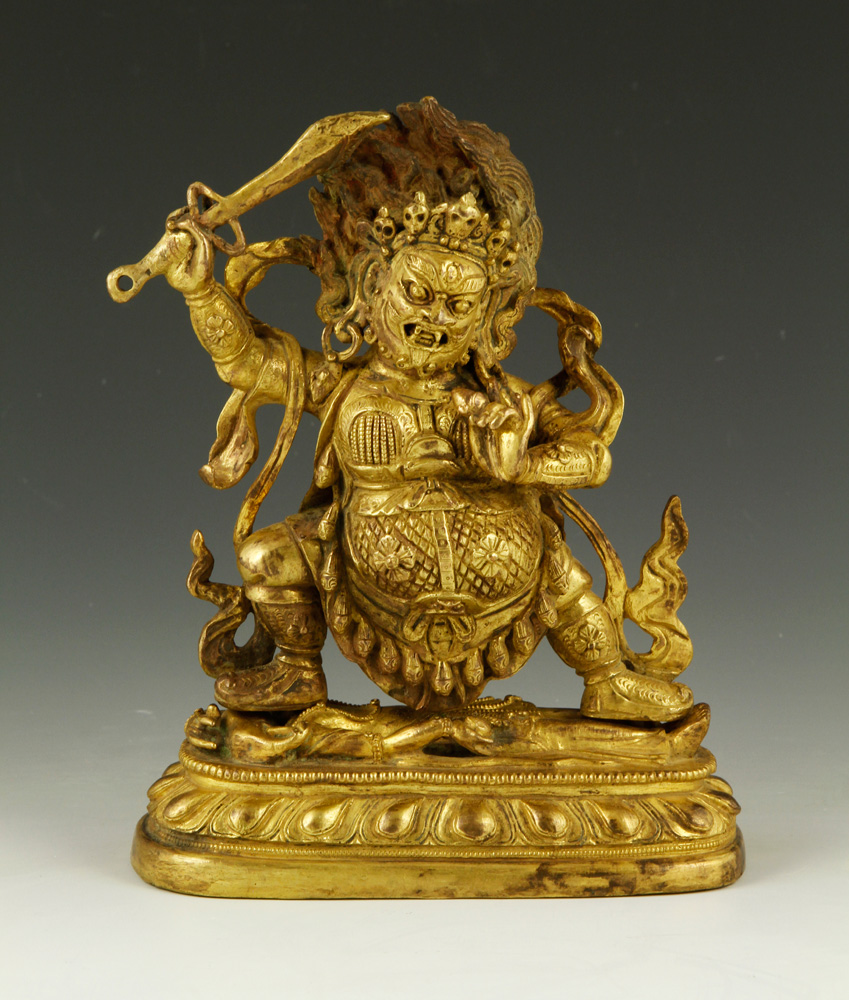 Appraisal: - Sino-Tibetan Carved Bronze Figure Sino-Tibetan carved bronze figure of