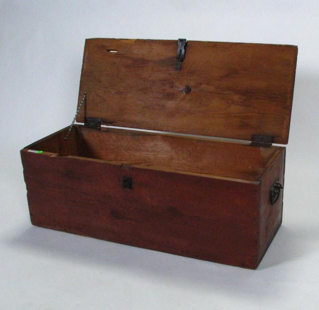 Appraisal: Primitive pine lidded box with hinged lid x x rustic