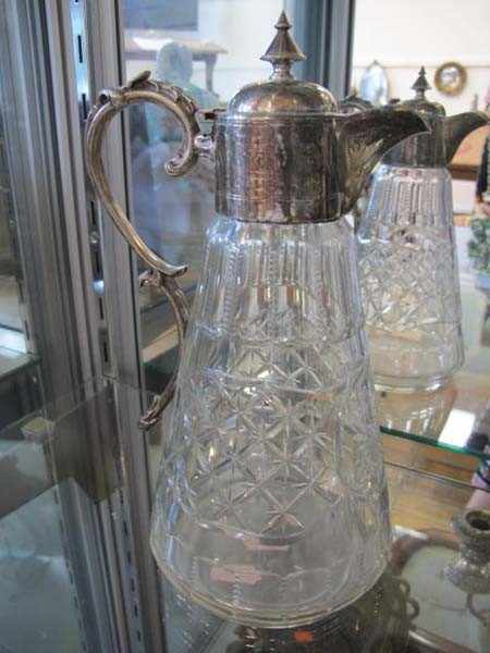 Appraisal: SILVER PLATE MOUNTED CUT GLASS CLARET JUG