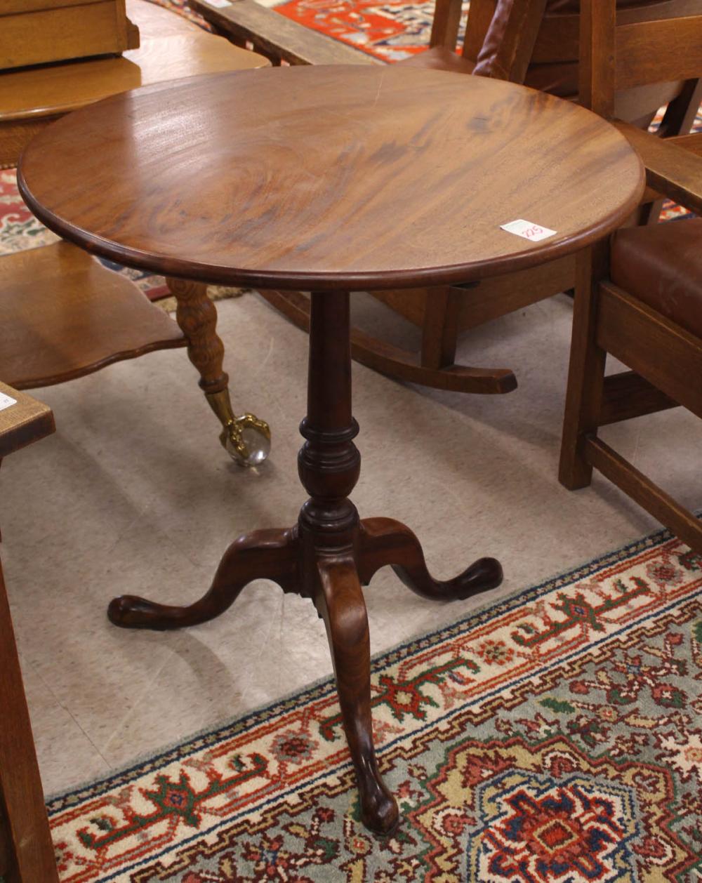 Appraisal: ROUND MAHOGANY TILT-TOP TEA TABLE Queen Anne style American th